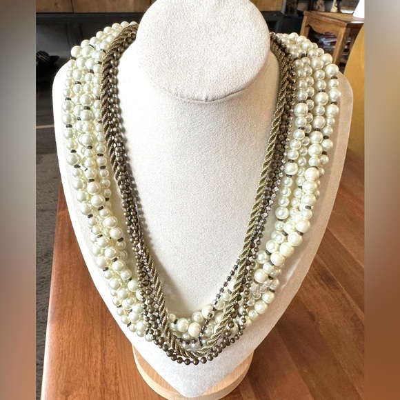 Chicos Multi Strand Pearl and Chain Necklace - Picture 7 of 8